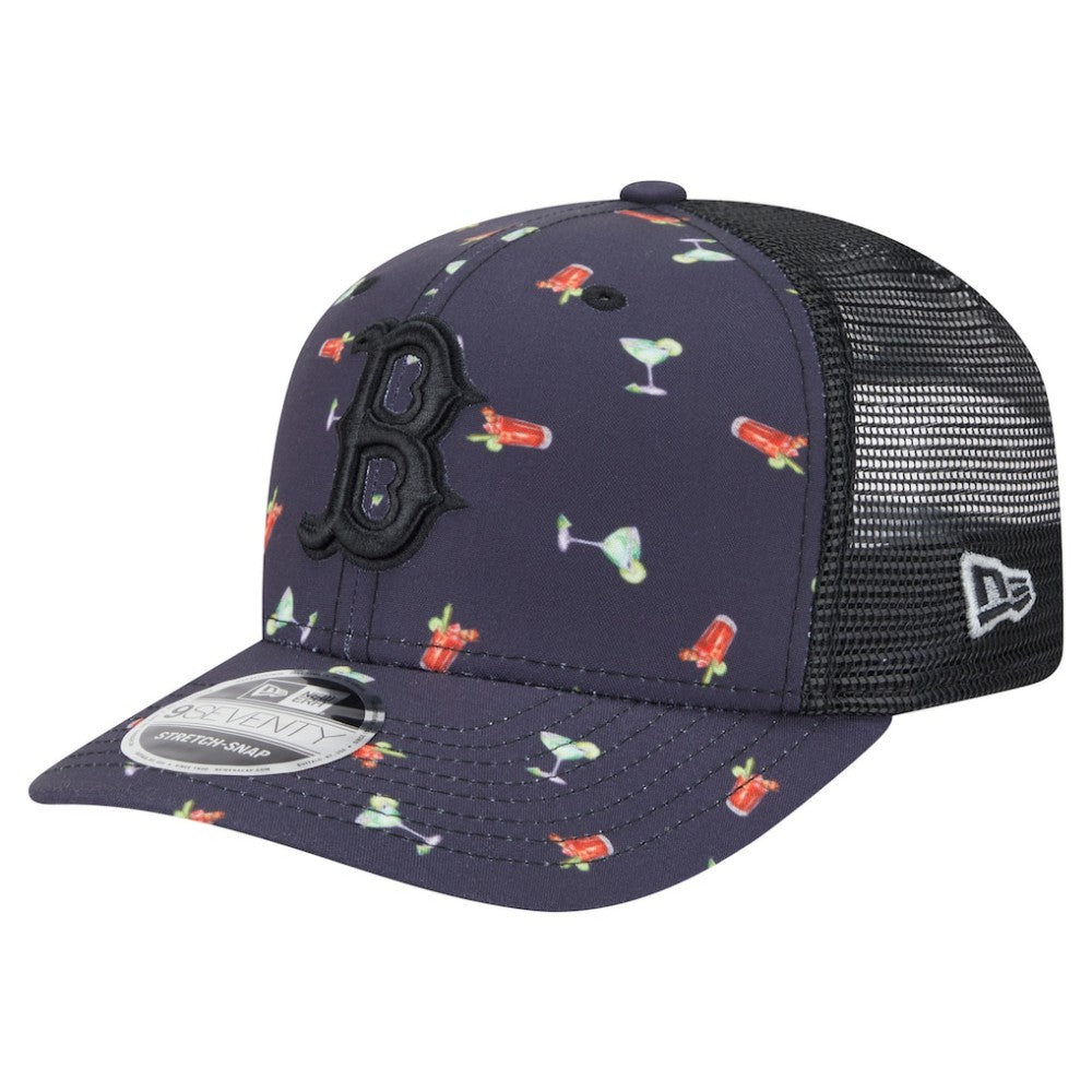 Boston Red Sox Adventure Drinks Pattern 9SEVENTY Stretch-Snap Hat Black | New Era