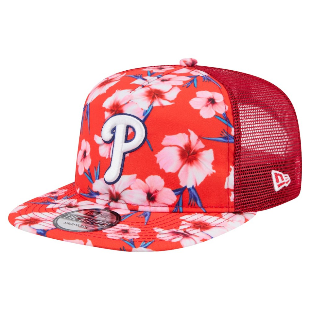 Philadelphia Phillies Adventure Pattern Golfer Trucker Snapback Hat Red | New Era