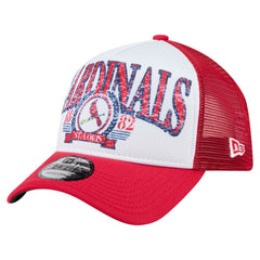 St. Louis Cardinals Distressed 9FORTY A-Frame Adjustable Trucker Hat White | New Era