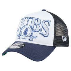 Chicago Cubs Distressed 9FORTY A-Frame Adjustable Trucker Hat White/Navy | New Era