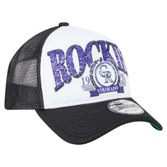 Colorado Rockies Distressed 9FORTY A-Frame Adjustable Trucker Hat Black | New Era