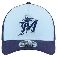 Miami Marlins 2-Tone Color Pack 9FORTY M-Crown A-Frame Adjustable Hat Light Blue/Navy | New Era