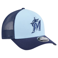 Miami Marlins 2-Tone Color Pack 9FORTY M-Crown A-Frame Adjustable Hat Light Blue/Navy | New Era