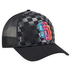 San Diego Padres Gradient 9FORTY A-Frame M-Crown Trucker Adjustable Hat Black | New Era