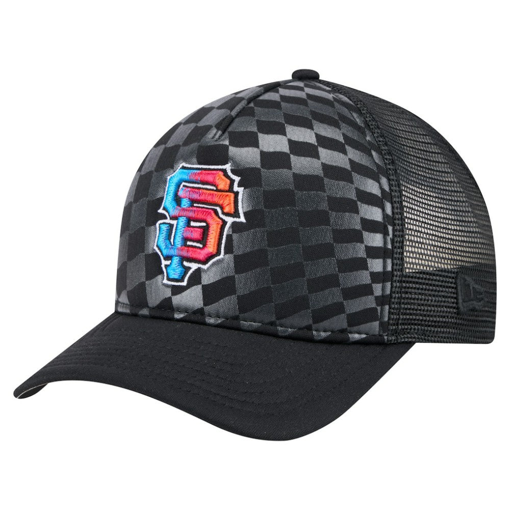 San Francisco Giants Gradient 9FORTY A-Frame M-Crown Trucker Adjustable Hat Black | New Era