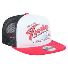 Minnesota Twins Retro Script Trucker 9FIFTY Snapback Hat White/Red | New Era