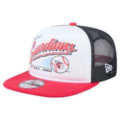 Cleveland Guardians Retro Script Trucker 9FIFTY Snapback Hat White/Red | New Era