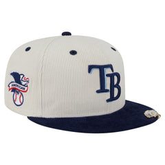 Tampa Bay Rays Two-Tone Corduroy 59FIFTY Fitted Hat Cream/Navy | New Era