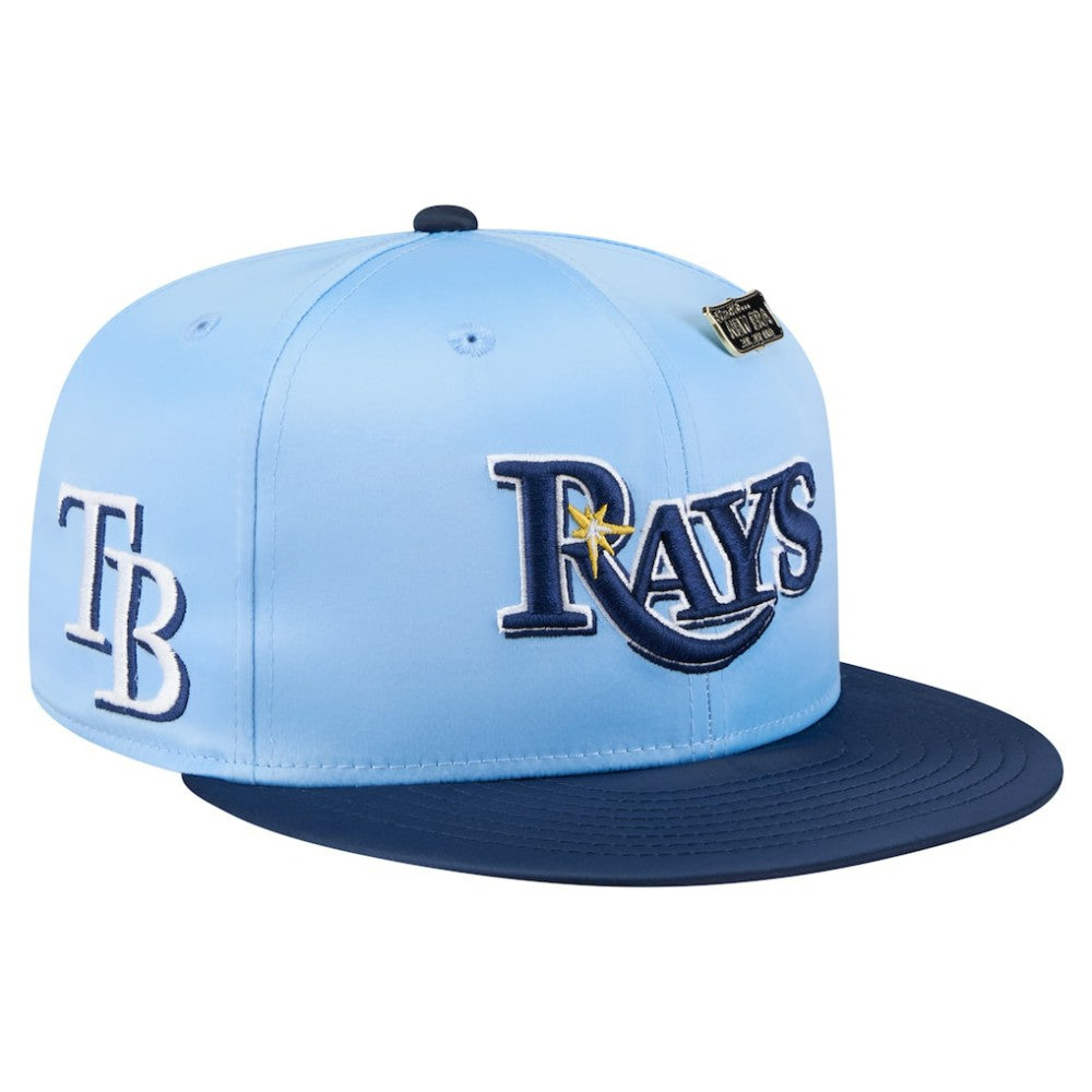 Tampa Bay Rays Satin 59FIFTY Fitted Hat Light Blue/Navy | New Era