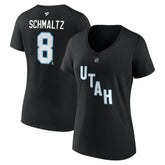 Nick Schmaltz Utah Mammoth Fanatics Women's Authentic Stack Name & Number V-Neck T-Shirt Black