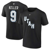 Clayton Keller Utah Mammoth Fanatics Authentic Stack Name & Number T-Shirt Black
