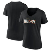 Anaheim Ducks Women's Wordmark V-Neck T-Shirt – Black