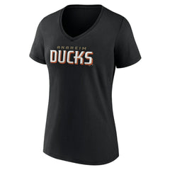 Anaheim Ducks Women's Wordmark V-Neck T-Shirt – Black