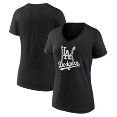 Los Angeles Dodgers Women's Fastball V-Neck T-Shirt Black