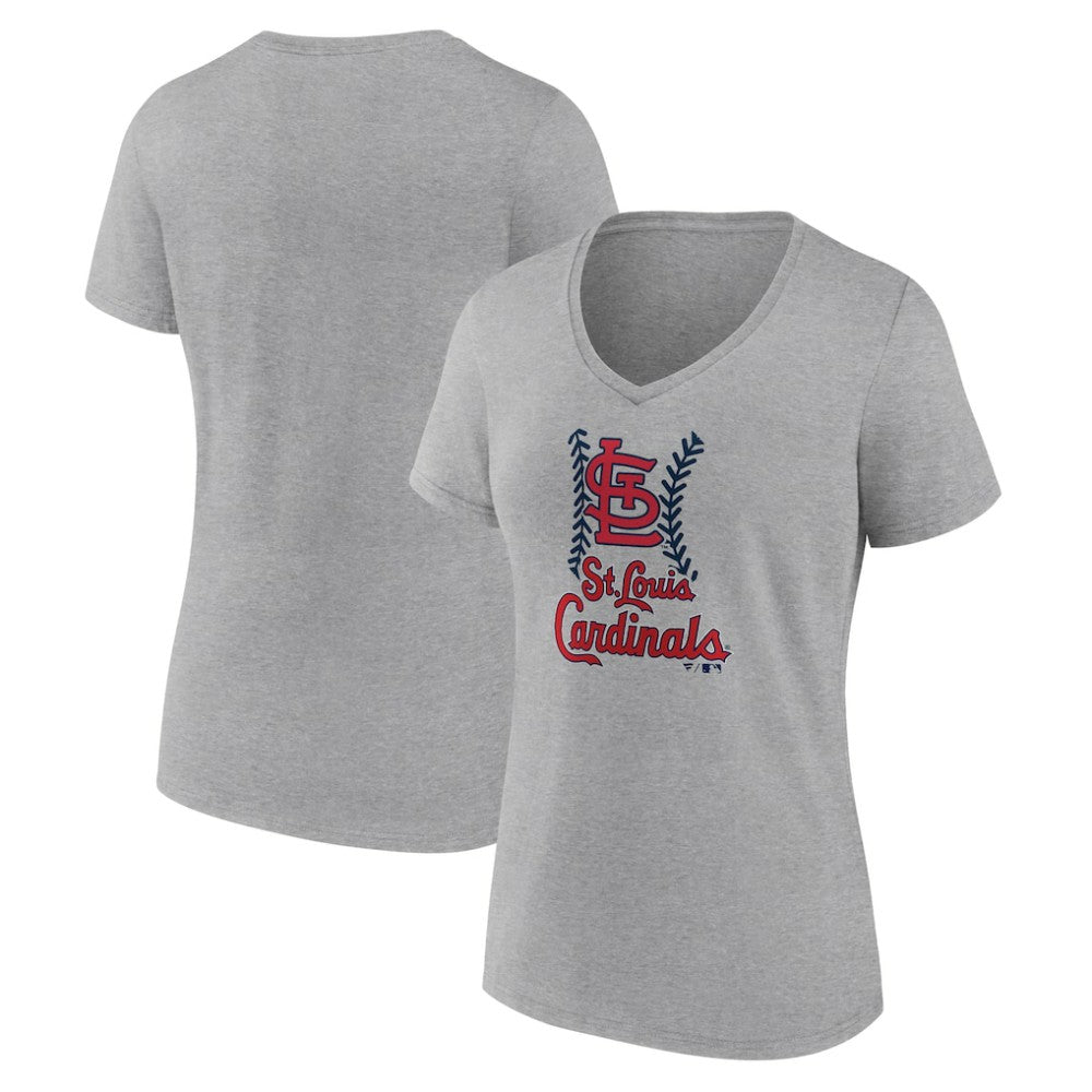 St. Louis Cardinals Women's Fastball V-Neck T-Shirt Gray