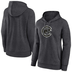 Chicago Cubs Women's Monochrome Pullover Hoodie Charcoal