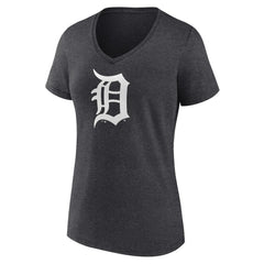 Detroit Tigers Women's Monochrome V-Neck T-Shirt Charcoal