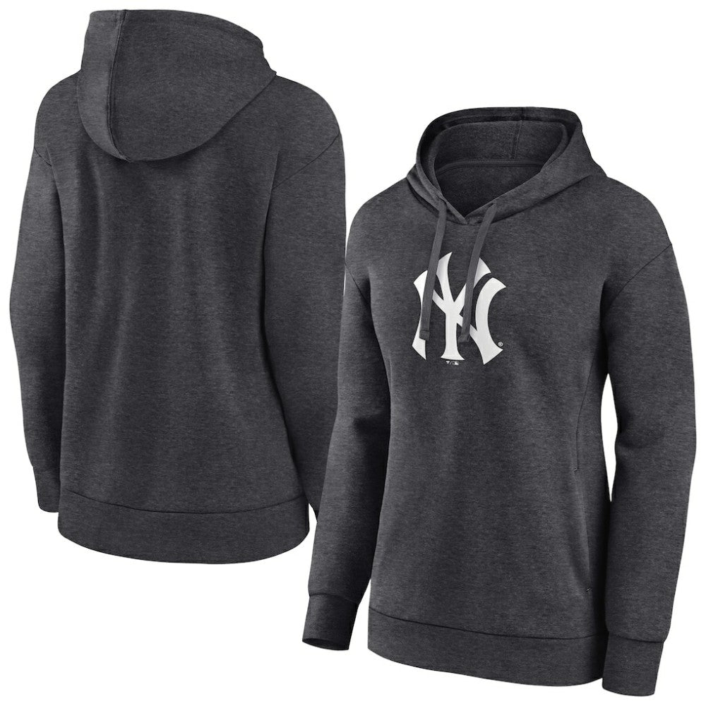 New York Yankees Women's Monochrome Pullover Hoodie Charcoal