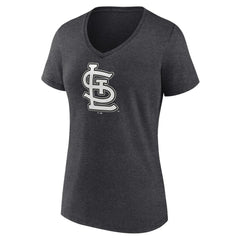 St. Louis Cardinals Women's Monochrome V-Neck T-Shirt Charcoal
