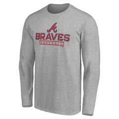 Atlanta Braves Evanston Stencil Long Sleeve T-Shirt Gray