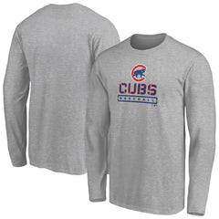 Chicago Cubs Evanston Stencil Long Sleeve T-Shirt Gray