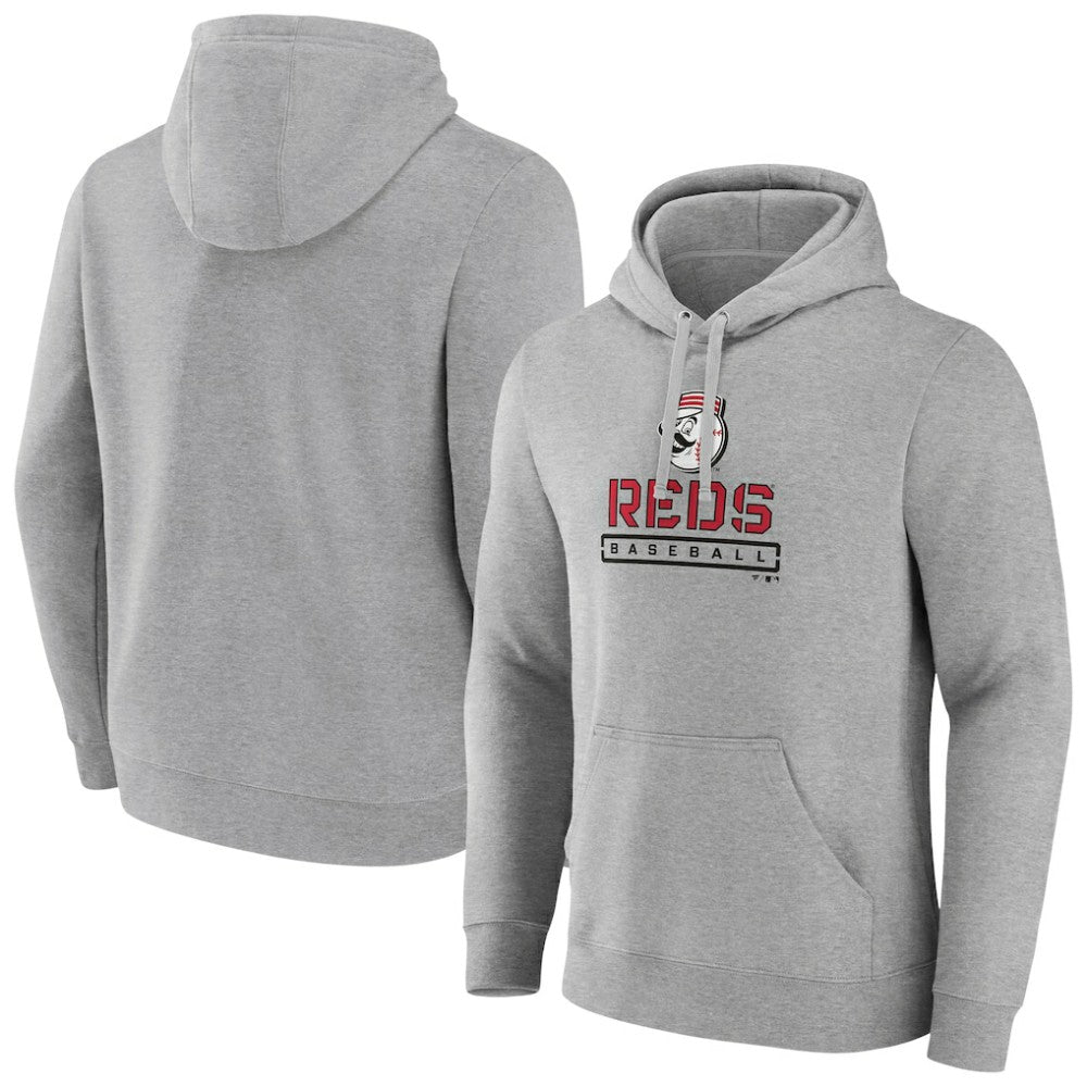 Cincinnati Reds Evanston Stencil Pullover Hoodie Gray