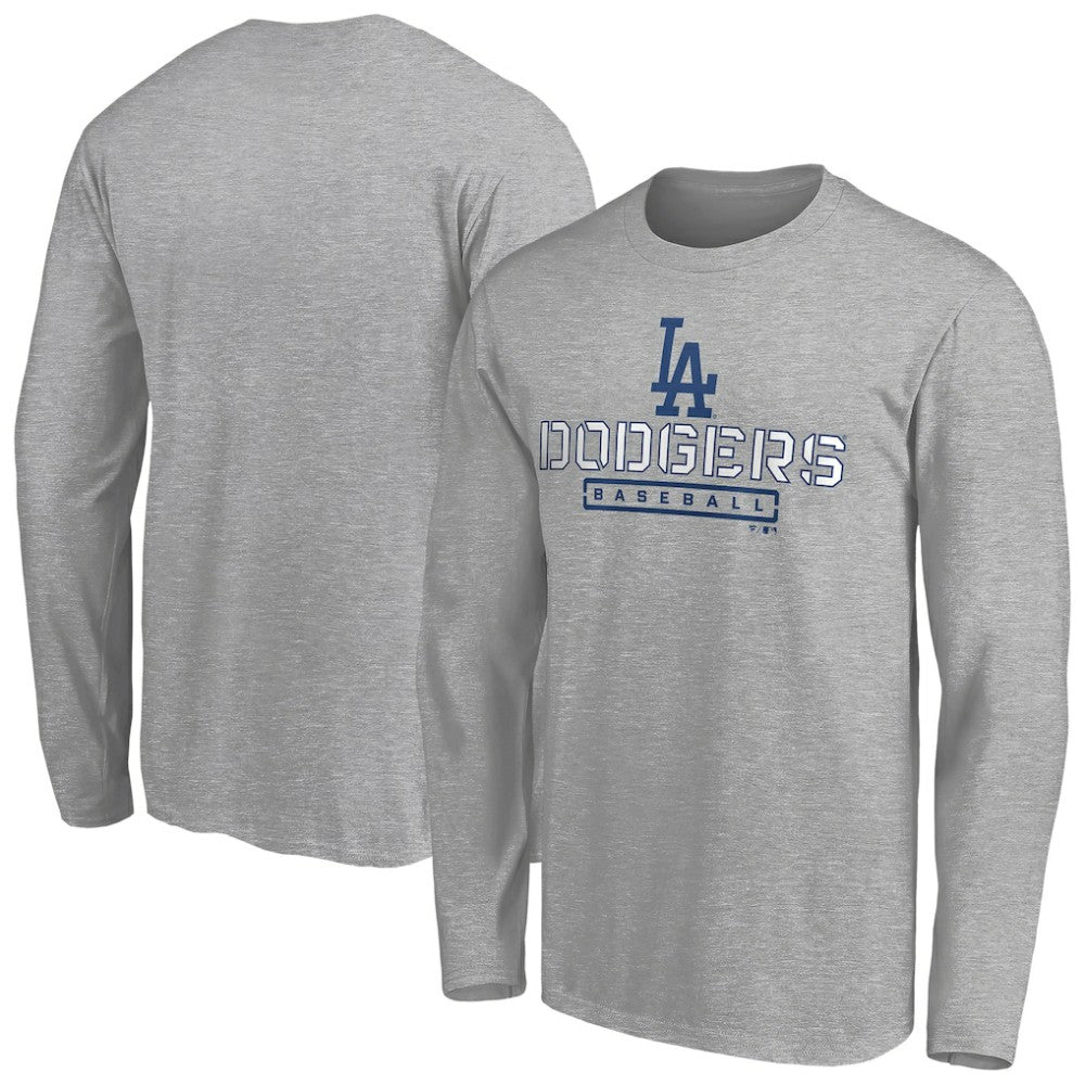 Los Angeles Dodgers Evanston Stencil Long Sleeve T-Shirt Gray