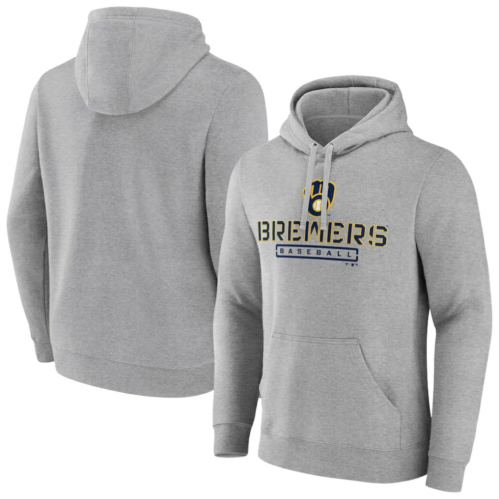 Milwaukee Brewers Evanston Stencil Pullover Hoodie Gray