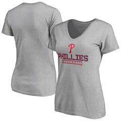 Philadelphia Phillies Women's Evanston Stencil V-Neck T-Shirt Gray