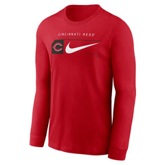 Cincinnati Reds Local Logo Swoosh Lockup Long Sleeve T-Shirt Red | Nike