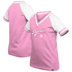 San Francisco Giants Girls Youth Mommy & Me Raglan V-Neck T-Shirt Pink | New Era