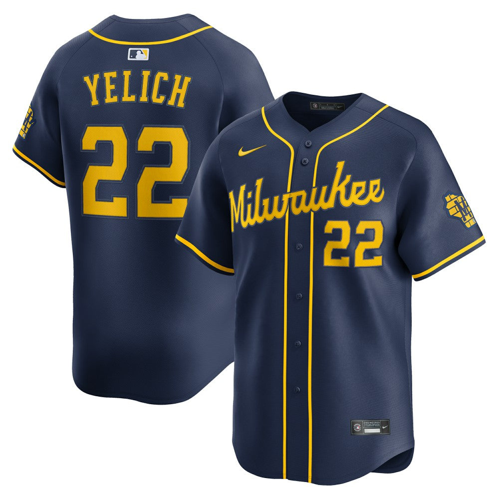 Christian Yelich Milwaukee Brewers Alternate Limited Jersey Navy | Nike