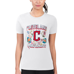 Cleveland Guardians G-III 4Her by Carl Banks Women's Super-Slim Fit Lightweight Flowers Graphic T-Shirt White