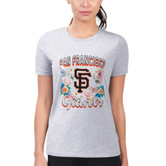 San Francisco Giants G-III 4Her by Carl Banks Women's Super-Slim Fit Lightweight Flowers Graphic T-Shirt Heather Gray