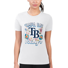 Tampa Bay Rays G-III 4Her by Carl Banks Women's Super-Slim Fit Lightweight Flowers Graphic T-Shirt White