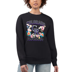 Colorado Rockies G-III 4Her by Carl Banks Women's Flowers Graphic Pullover Sweatshirt Black
