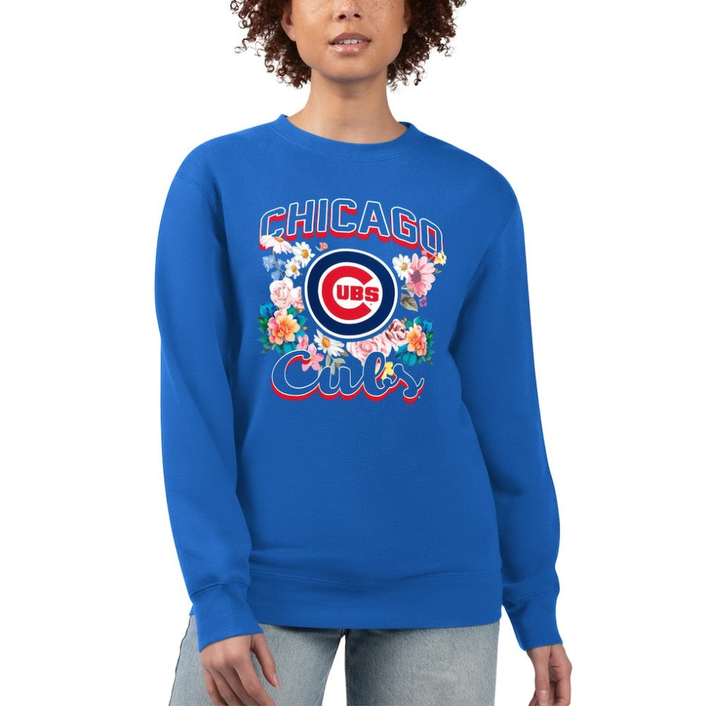 Chicago Cubs G-III 4Her by Carl Banks Women's Flowers Graphic Pullover Sweatshirt Royal