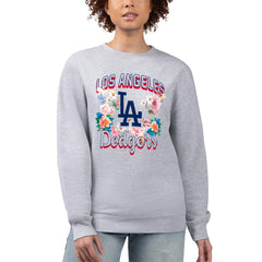 Los Angeles Dodgers G-III 4Her by Carl Banks Women's Flowers Graphic Pullover Sweatshirt Heather Gray