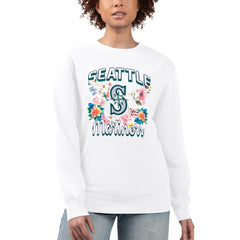 Seattle Mariners G-III 4Her by Carl Banks Women's Flowers Graphic Pullover Sweatshirt White