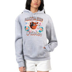 Baltimore Orioles G-III 4Her by Carl Banks Women's Flowers Graphic Pullover Hoodie Heather Gray