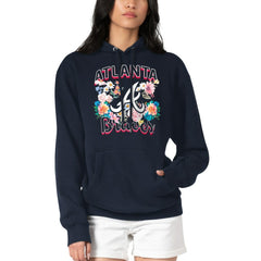 Atlanta Braves G-III 4Her by Carl Banks Women's Flowers Graphic Pullover Hoodie Navy