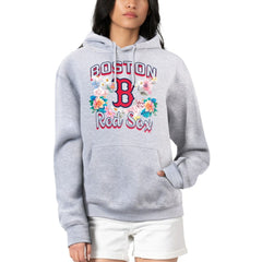 Boston Red Sox G-III 4Her by Carl Banks Women's Flowers Graphic Pullover Hoodie Heather Gray