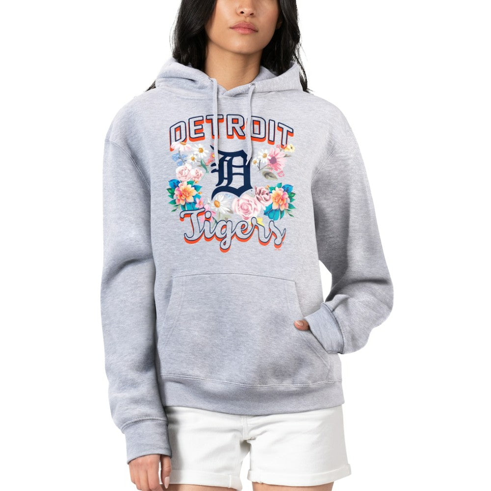 Detroit Tigers G-III 4Her by Carl Banks Women's Flowers Graphic Pullover Hoodie Heather Gray
