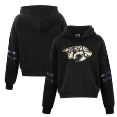 Nashville Predators Cuce Women's Sequin Cropped Pullover Hoodie Black