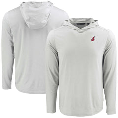 Cleveland Guardians Cutter & Buck Coastline Epic Comfort Recycled Eco Hoodie Long Sleeve T-Shirt Gray