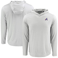 Atlanta Braves Cutter & Buck Coastline Epic Comfort Recycled Eco Hoodie Long Sleeve T-Shirt Gray