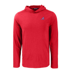 Atlanta Braves Cutter & Buck Coastline Epic Comfort Recycled Eco Hoodie Long Sleeve T-Shirt Red