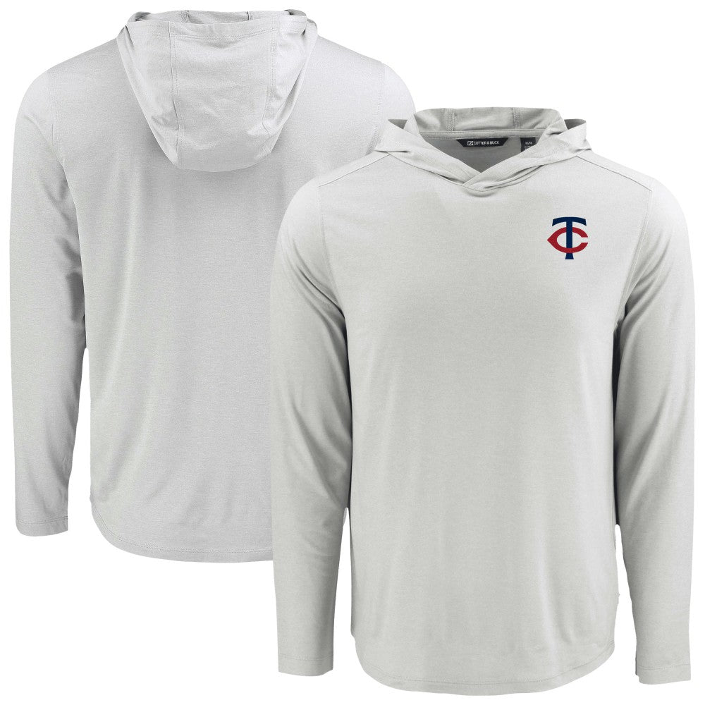 Minnesota Twins Cutter & Buck Coastline Epic Comfort Recycled Eco Hoodie Long Sleeve T-Shirt Gray