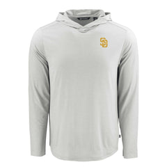 San Diego Padres Cutter & Buck Coastline Epic Comfort Recycled Eco Hoodie Long Sleeve T-Shirt Gray