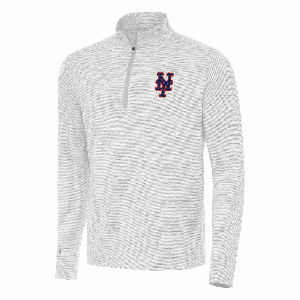 New York Mets Antigua Cause Quarter-Zip Top Gray/White